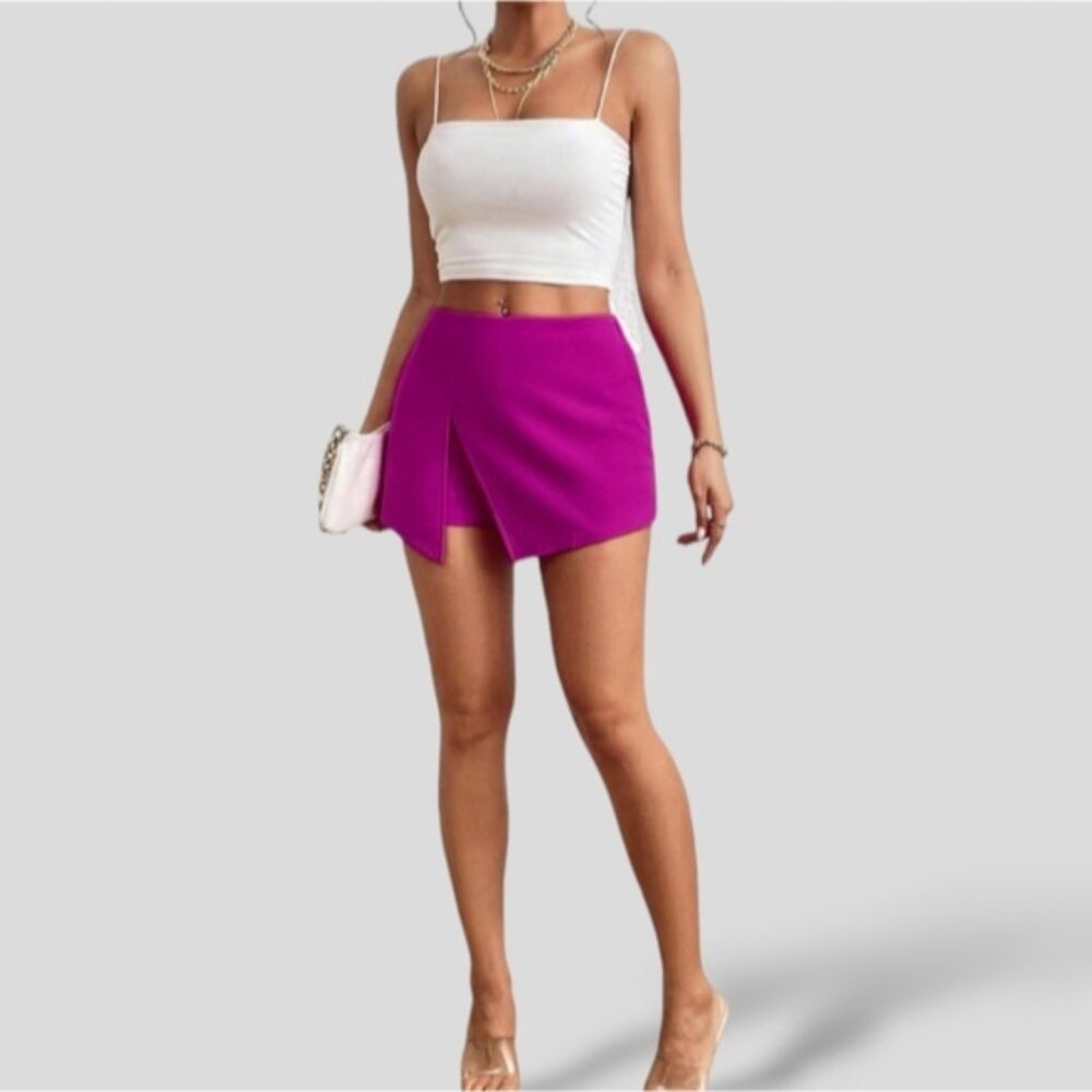 Fuschia Split Skorts- Skirt Shorts- L (smaller fit)